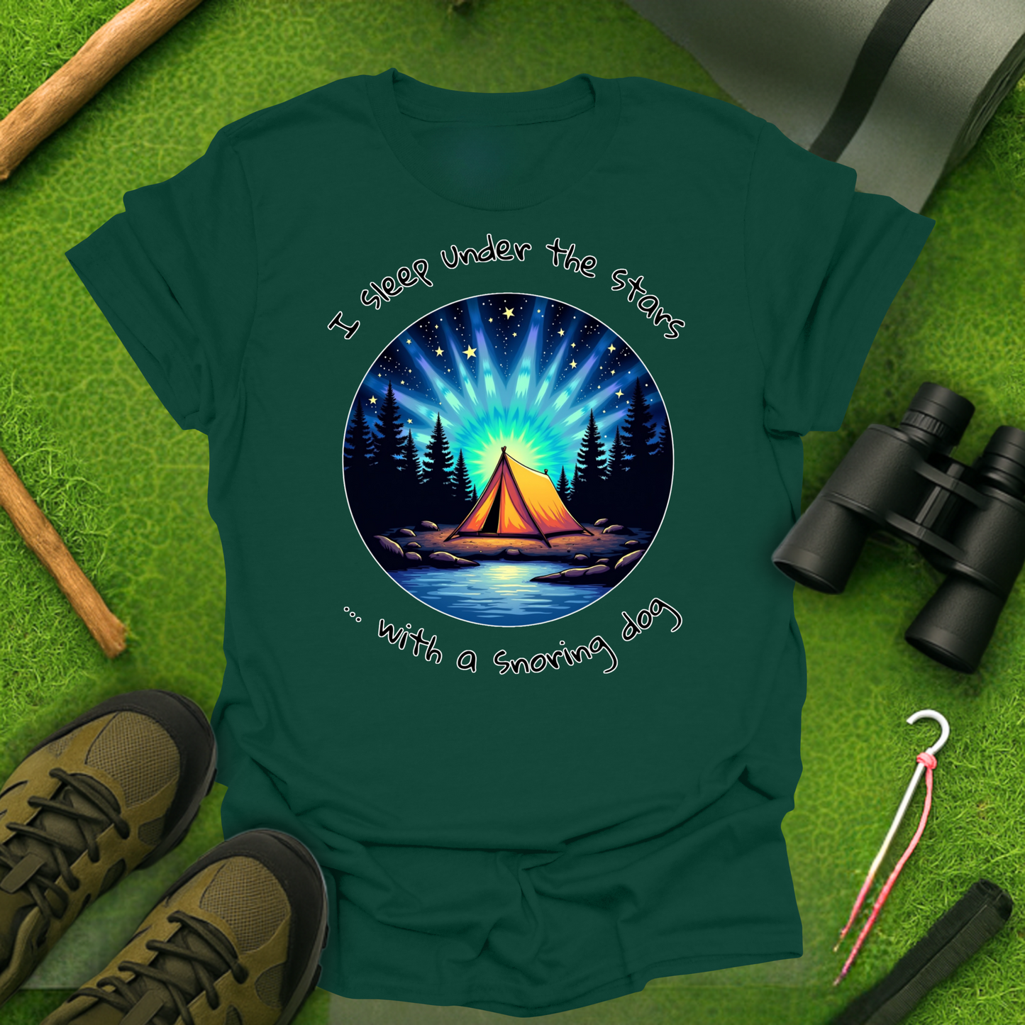 'I Sleep Under the Stars, ... with a Snoring Dog' T-Shirt