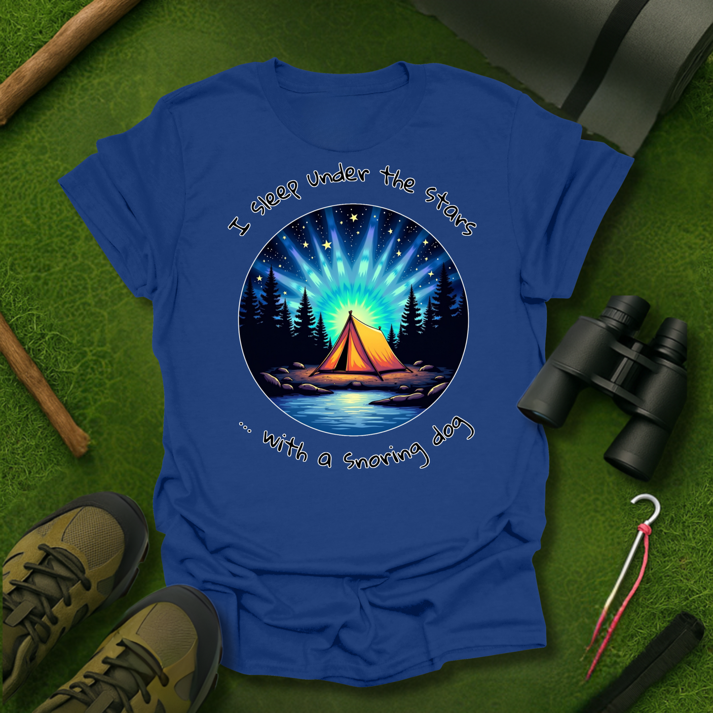 'I Sleep Under the Stars, ... with a Snoring Dog' T-Shirt