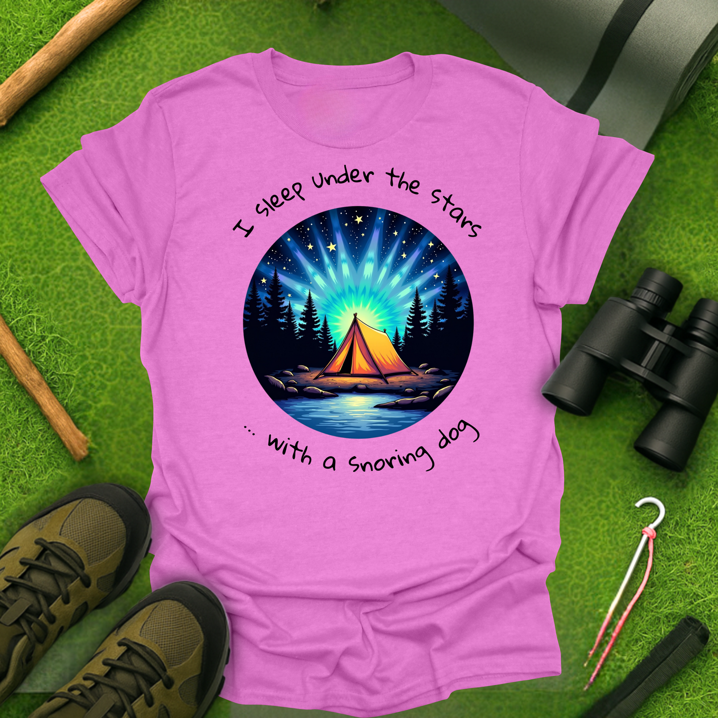 'I Sleep Under the Stars, ... with a Snoring Dog' T-Shirt