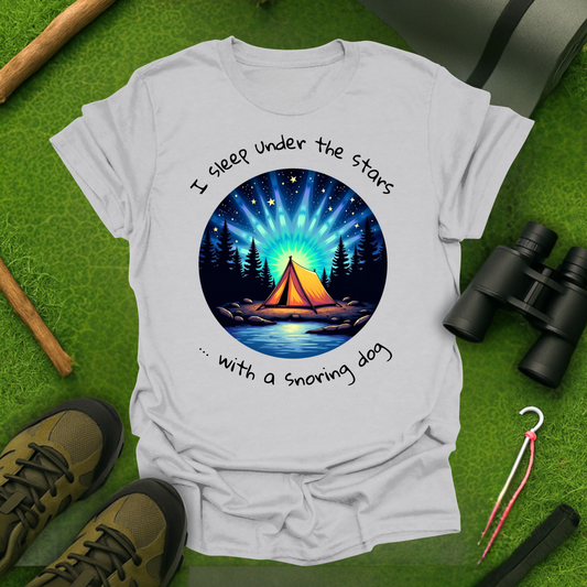 'I Sleep Under the Stars, ... with a Snoring Dog' T-Shirt